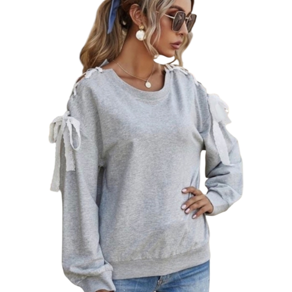 Lace up sleeve sweatshirt